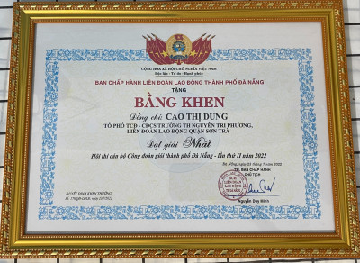 Đoàn viên Cao Thị Dung đạt giải Nhất hội thi "Cán bộ Công đoàn giỏi thành phố Đà Nẵng